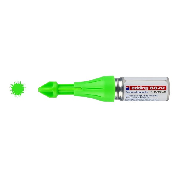 Marcador en spray pintura fluorescente a la tiza verde para agujeros perforados