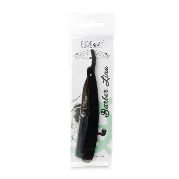 Eurostil barber line navaja de afeitar hoja intercambiable mango negro 1un