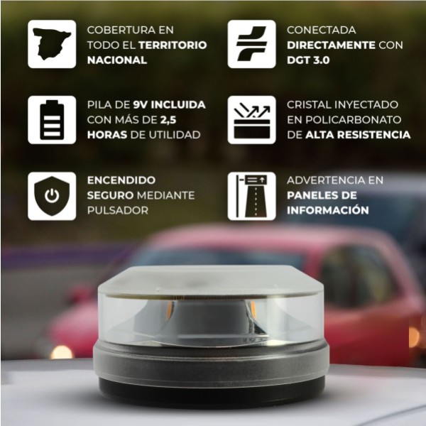 BALIZA Luz de Emergencia V16 con Geolocalización Homologada por la DGT Baliza V16 SIM Incorporada Clasificación IP-54